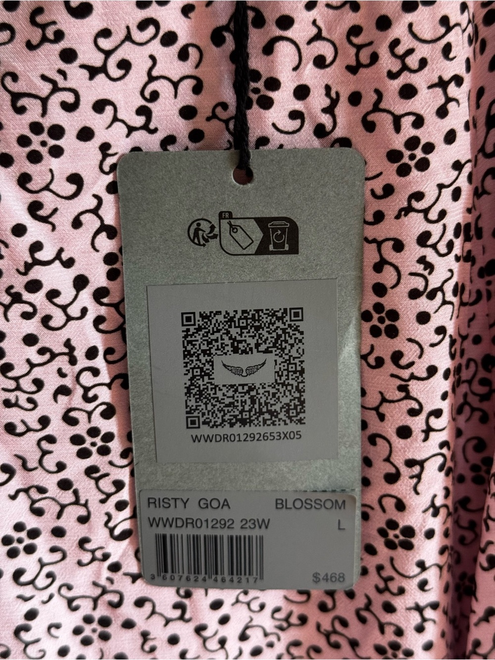 Zadig & Voltaire Women’s Risty Goa Blossom Dress with Black Lace Trim Size L - Picture 6 of 11